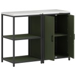 vidaXL Set de depozitare pentru bucătărie cu raft 2 pcs Verde măsliniu