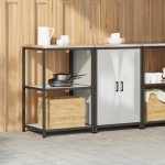 vidaXL Set de depozitare pentru bucătărie cu raft 2 pcs Argintiu