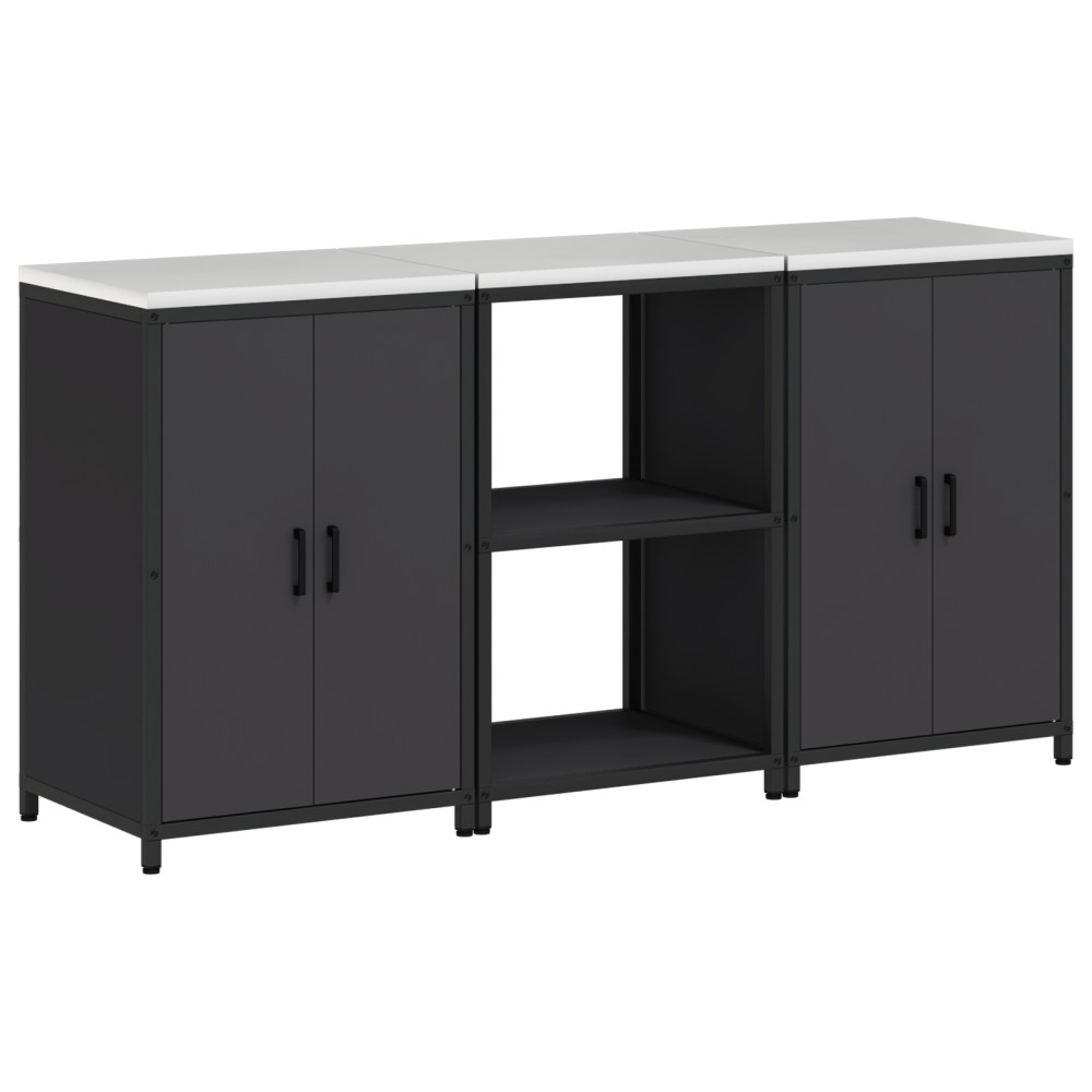 vidaXL Set de depozitare pentru bucătărie 3 pcs Negru 180 x 50 x 92 cm