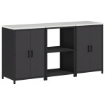 vidaXL Set de depozitare pentru bucătărie 3 pcs Negru 180 x 50 x 92 cm