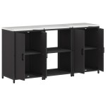 vidaXL Set de depozitare pentru bucătărie 3 pcs Negru 180 x 50 x 92 cm