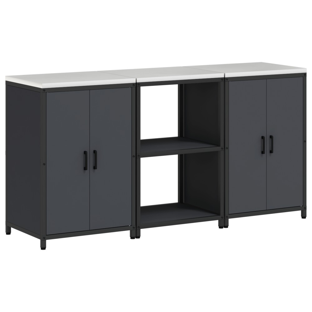 vidaXL Set de depozitare pentru bucătărie cu raft cu depozitare cu ușă 3 pcs Antracit