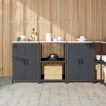 vidaXL Set de depozitare pentru bucătărie cu raft cu depozitare cu ușă 3 pcs Antracit vidaXL Set de depozitare pentru bucătărie cu raft cu depozitare cu ușă 3 pcs Antracit