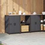 vidaXL Set de depozitare pentru bucătărie cu raft cu depozitare cu ușă 3 pcs Antracit vidaXL Set de depozitare pentru bucătărie cu raft cu depozitare cu ușă 3 pcs Antracit