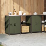 vidaXL Set de depozitare pentru bucătărie cu raft 3 pcs Verde măsliniu