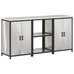 vidaXL Set de depozitare pentru bucătărie cu raft cu depozitare cu ușă 3 pcs Argintiu