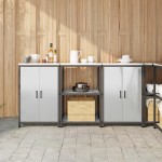 vidaXL Set de depozitare pentru bucătărie cu raft cu depozitare cu ușă 3 pcs Argintiu
