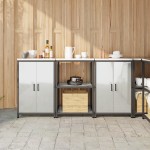 vidaXL Set de depozitare pentru bucătărie cu raft cu depozitare cu ușă 3 pcs Argintiu