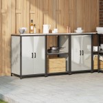 vidaXL Set de depozitare pentru bucătărie cu raft cu depozitare cu ușă 3 pcs Argintiu
