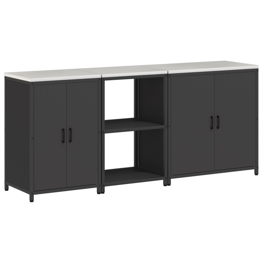 vidaXL Set de depozitare pentru bucătărie 3 pcs Negru 210 x 50 x 92 cm