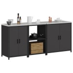 vidaXL Set de depozitare pentru bucătărie 3 pcs Negru 210 x 50 x 92 cm
