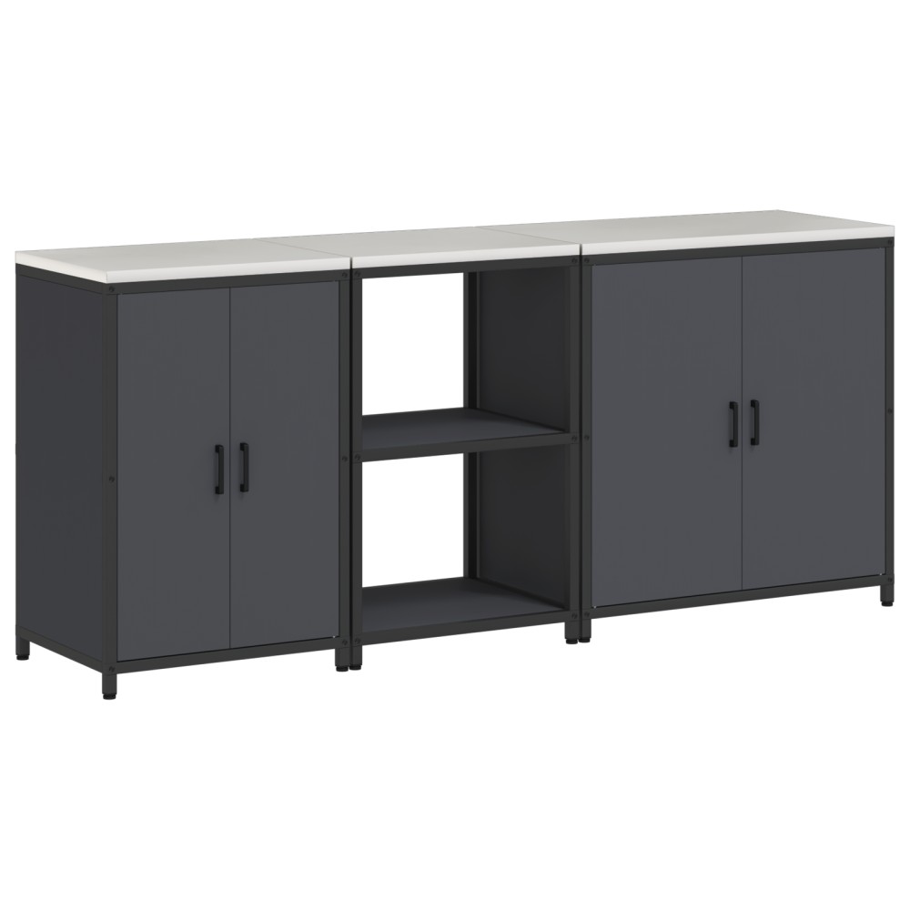 vidaXL Set de depozitare pentru bucătărie cu raft Altele cu depozitare cu ușă 3 pcs Antracit
