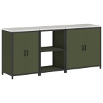 vidaXL Set de depozitare pentru bucătărie cu raft Altele 3 pcs Verde măsliniu vidaXL Set de depozitare pentru bucătărie cu raft Altele 3 pcs Verde măsliniu