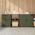 vidaXL Set de depozitare pentru bucătărie cu raft Altele 3 pcs Verde măsliniu vidaXL Set de depozitare pentru bucătărie cu raft Altele 3 pcs Verde măsliniu