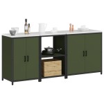 vidaXL Set de depozitare pentru bucătărie cu raft Altele 3 pcs Verde măsliniu vidaXL Set de depozitare pentru bucătărie cu raft Altele 3 pcs Verde măsliniu