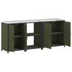 vidaXL Set de depozitare pentru bucătărie cu raft Altele 3 pcs Verde măsliniu vidaXL Set de depozitare pentru bucătărie cu raft Altele 3 pcs Verde măsliniu