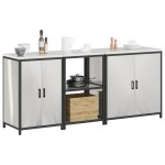 vidaXL Set de depozitare pentru bucătărie cu raft 3 pcs Argintiu Oțel