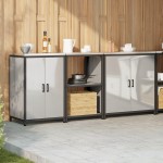 vidaXL Set de depozitare pentru bucătărie cu raft Altele cu depozitare cu ușă 3 pcs Argintiu