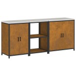 vidaXL Set de depozitare pentru bucătărie cu raft 3 pcs Ruginit Oțel