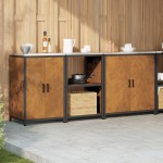 vidaXL Set de depozitare pentru bucătărie cu raft 3 pcs Ruginit Oțel