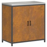 vidaXL Set de depozitare pentru bucătărie cu raft 3 pcs Ruginit Oțel