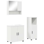 vidaXL Set de mobilier pentru baie 3 pcs Alb Lemn compozit & Metal