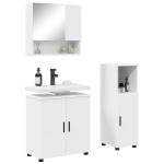 vidaXL Set de mobilier pentru baie 3 pcs Alb Lemn compozit & Metal