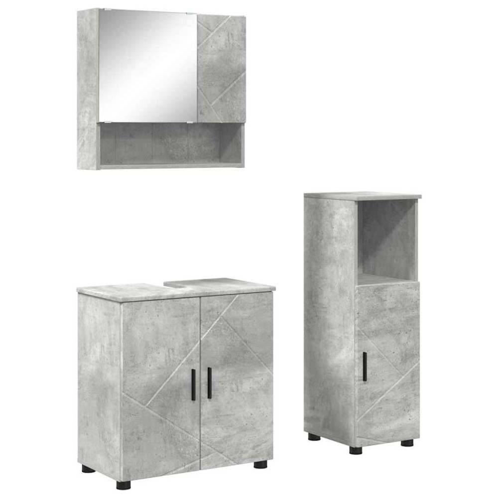 vidaXL Set de mobilier pentru baie 3 pcs Gri beton Lemn compozit