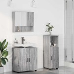 vidaXL Set de mobilier pentru baie Pe perete cu ușă 3 pcs Gri Sonoma