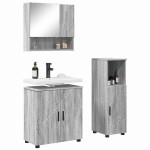 vidaXL Set de mobilier pentru baie Pe perete cu ușă 3 pcs Gri Sonoma