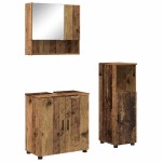vidaXL Set de mobilier pentru baie Pe perete cu ușă 3 pcs Lemn Vechi