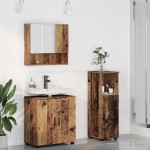 vidaXL Set de mobilier pentru baie Pe perete cu ușă 3 pcs Lemn Vechi