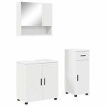vidaXL Set de mobilier pentru baie 3 pcs Alb Lemn compozit & Metal