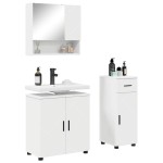 vidaXL Set de mobilier pentru baie 3 pcs Alb Lemn compozit & Metal
