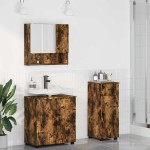 vidaXL Set de mobilier pentru baie cu sertar 3 pcs Stejar fumuriu