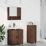 vidaXL Set de mobilier pentru baie cu sertar 3 pcs Stejar închis