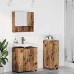 vidaXL Set de mobilier pentru baie cu sertar cu ușă 3 pcs Lemn Vechi