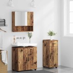 vidaXL Set de mobilier pentru baie cu sertar cu ușă 3 pcs Lemn Vechi