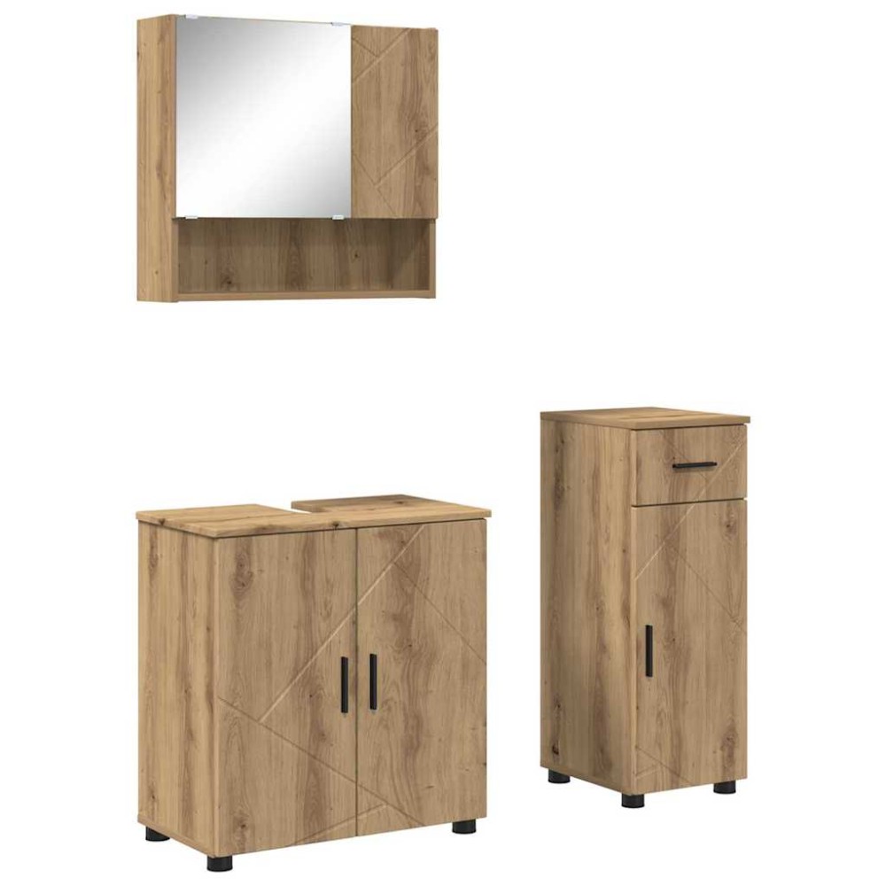vidaXL Set de mobilier pentru baie cu sertar 3 pcs Stejar Artizanal