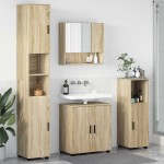 vidaXL Set de mobilier pentru baie Pe perete 4 pcs Stejar Sonoma
