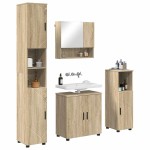 vidaXL Set de mobilier pentru baie Pe perete 4 pcs Stejar Sonoma