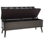 vidaXL Bancă de depozitare cu spătar, negru, 110 cm, piele ecologică