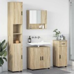 vidaXL Set de mobilier pentru baie cu sertar 4 pcs Stejar Sonoma