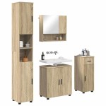 vidaXL Set de mobilier pentru baie cu sertar 4 pcs Stejar Sonoma