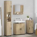 vidaXL Set de mobilier pentru baie cu sertar 4 pcs Stejar Sonoma
