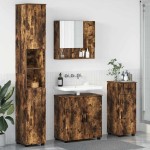 vidaXL Set de mobilier pentru baie cu sertar 4 pcs Stejar fumuriu
