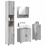 vidaXL Set de mobilier pentru baie cu sertar cu ușă 4 pcs Gri Sonoma