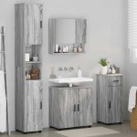 vidaXL Set de mobilier pentru baie cu sertar cu ușă 4 pcs Gri Sonoma