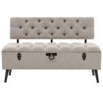 vidaXL Bancă de depozitare cu spătar, crem, 110 cm, material textil