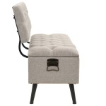 vidaXL Bancă de depozitare cu spătar, crem, 110 cm, material textil